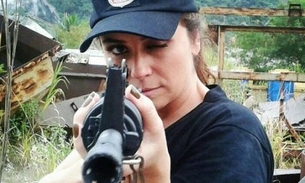 Giovanna Antonelli posa com arma nos bastidores de 'Salve Jorge'